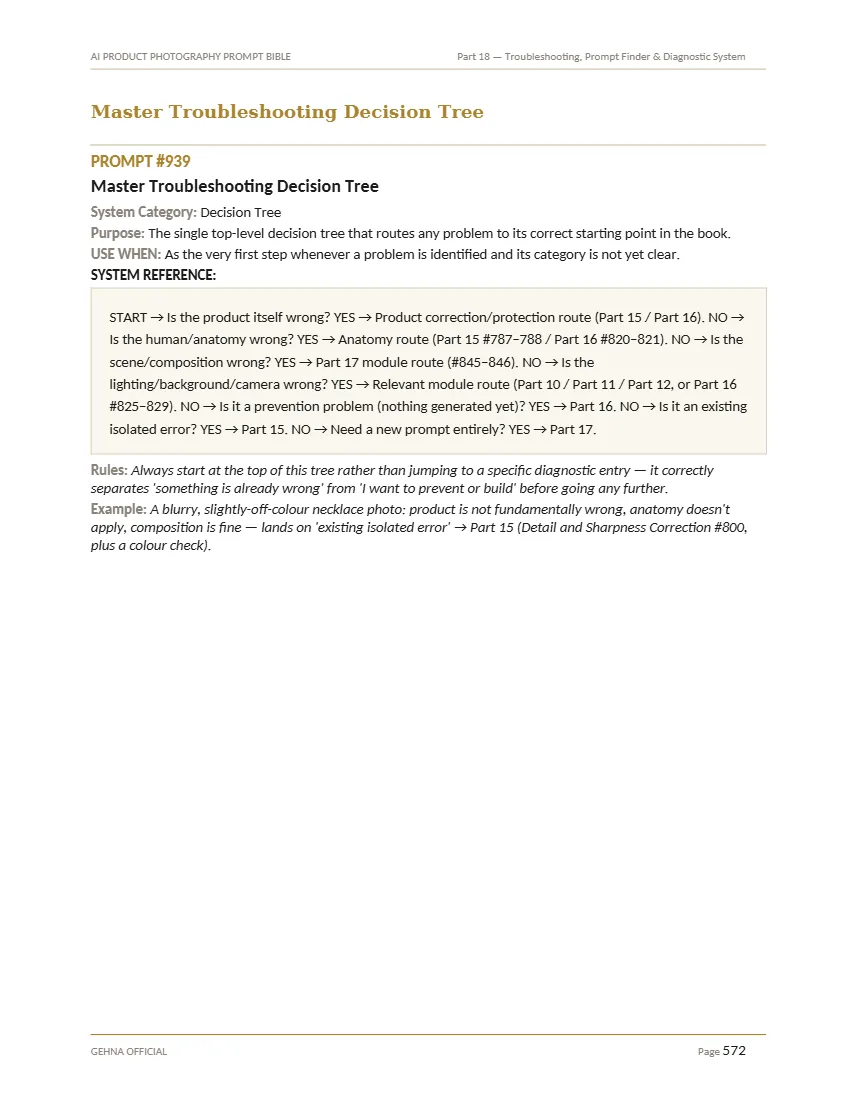 Troubleshooting page for Prompt 939, Master Troubleshooting Decision Tree